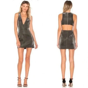 NBD x Revolve Charlie Metallic Gunmetal Mini Dress Size Small EUC